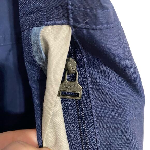 VTG 90s Y2K Nike Windbreaker lined pants Navy Blue Swoosh Zip Pockets Men’s XXL - Picture 14 of 16
